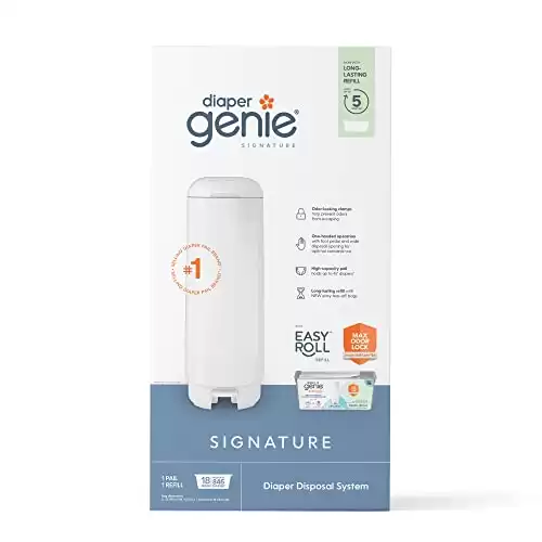 Diaper Genie Signature Pail Includes 1 Easy Roll Refill with 18 Bags